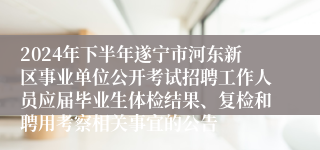2024年下半年遂宁市河东新区事业单位公开考试招聘工作人员应届毕业生体检结果、复检和聘用考察相关事宜的公告