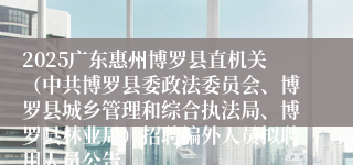 2025广东惠州博罗县直机关（中共博罗县委政法委员会、博罗县城乡管理和综合执法局、博罗县林业局）招聘编外人员拟聘用人员公告