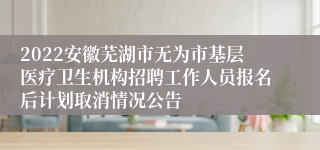 2022安徽芜湖市无为市基层医疗卫生机构招聘工作人员报名后计划取消情况公告