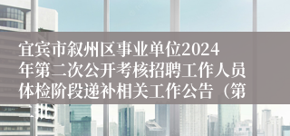 宜宾市叙州区事业单位2024年第二次公开考核招聘工作人员体检阶段递补相关工作公告（第二批）