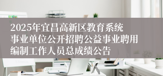 2025年宜昌高新区教育系统事业单位公开招聘公益事业聘用编制工作人员总成绩公告