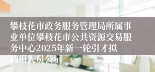 攀枝花市政务服务管理局所属事业单位攀枝花市公共资源交易服务中心2025年新一轮引才拟聘用人员公示