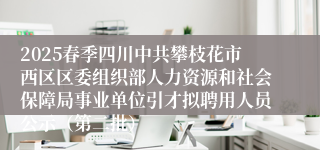 2025春季四川中共攀枝花市西区区委组织部人力资源和社会保障局事业单位引才拟聘用人员公示（第二批）