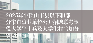 2025年平顶山市县以下和部分市直事业单位公开招聘联考退役大学生士兵及大学生村官加分资格审查公告