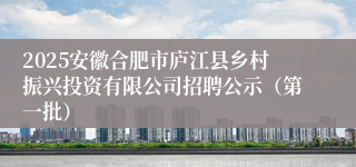 2025安徽合肥市庐江县乡村振兴投资有限公司招聘公示（第一批）