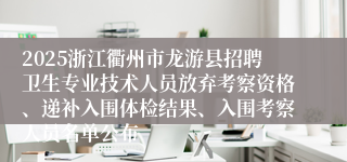 2025浙江衢州市龙游县招聘卫生专业技术人员放弃考察资格、递补入围体检结果、入围考察人员名单公布