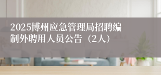 2025博州应急管理局招聘编制外聘用人员公告（2人）