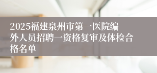 2025福建泉州市第一医院编外人员招聘一资格复审及体检合格名单
