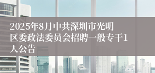 2025年8月中共深圳市光明区委政法委员会招聘一般专干1人公告