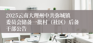 2025云南大理州中共弥城镇委员会储备一批村（社区）后备干部公告
