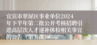 宜宾市翠屏区事业单位2024年下半年第二批公开考核招聘引进高层次人才递补体检相关事宜的公告（第五批）