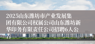 2025山东潍坊市产业发展集团有限公司权属公司山东潍坊新华印务有限责任公司招聘6人公告