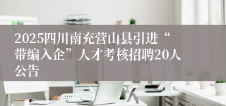 2025四川南充营山县引进“带编入企”人才考核招聘20人公告