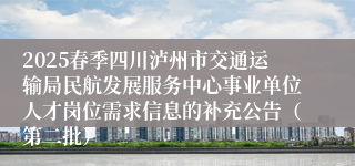 2025春季四川泸州市交通运输局民航发展服务中心事业单位人才岗位需求信息的补充公告（第二批）