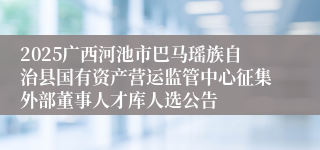 2025广西河池市巴马瑶族自治县国有资产营运监管中心征集外部董事人才库人选公告