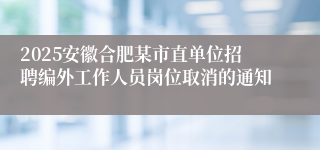 2025安徽合肥某市直单位招聘编外工作人员岗位取消的通知