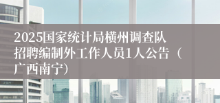 2025国家统计局横州调查队招聘编制外工作人员1人公告（广西南宁）