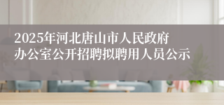 2025年河北唐山市人民政府办公室公开招聘拟聘用人员公示