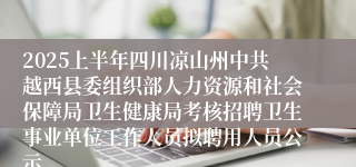 2025上半年四川凉山州中共越西县委组织部人力资源和社会保障局卫生健康局考核招聘卫生事业单位工作人员拟聘用人员公示