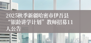 2025秋季新疆哈密市伊吾县“银龄讲学计划”教师招募11人公告
