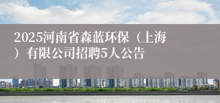2025河南省森蓝环保（上海）有限公司招聘5人公告