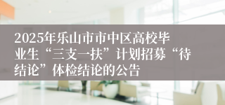 2025年乐山市市中区高校毕业生“三支一扶”计划招募“待结论”体检结论的公告