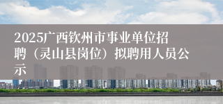 2025广西钦州市事业单位招聘（灵山县岗位）拟聘用人员公示