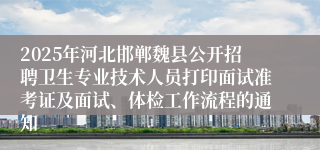 2025年河北邯郸魏县公开招聘卫生专业技术人员打印面试准考证及面试、体检工作流程的通知