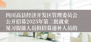 四川高县经济开发区管理委员会公开招募2025年第二批就业见习提能人员拟招募递补人员的公示