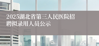 2025湖北省第三人民医院招聘拟录用人员公示