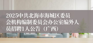 2025中共北海市海城区委员会机构编制委员会办公室编外人员招聘1人公告（广西）