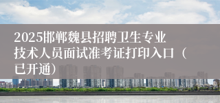 2025邯郸魏县招聘卫生专业技术人员面试准考证打印入口（已开通）