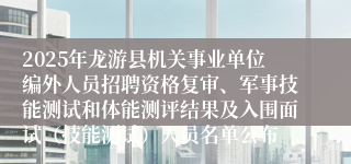2025年龙游县机关事业单位编外人员招聘资格复审、军事技能测试和体能测评结果及入围面试（技能测试）人员名单公布