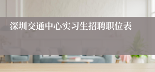 深圳交通中心实习生招聘职位表