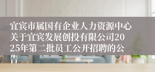 宜宾市属国有企业人力资源中心关于宜宾发展创投有限公司2025年第二批员工公开招聘的公告