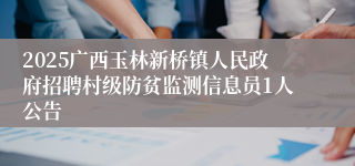2025广西玉林新桥镇人民政府招聘村级防贫监测信息员1人公告