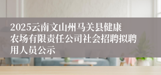 2025云南文山州马关县健康农场有限责任公司社会招聘拟聘用人员公示