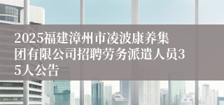 2025福建漳州市凌波康养集团有限公司招聘劳务派遣人员35人公告