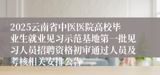 2025云南省中医医院高校毕业生就业见习示范基地第一批见习人员招聘资格初审通过人员及考核相关安排公告