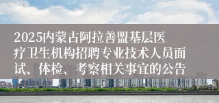 2025内蒙古阿拉善盟基层医疗卫生机构招聘专业技术人员面试、体检、考察相关事宜的公告