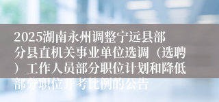 2025湖南永州调整宁远县部分县直机关事业单位选调（选聘）工作人员部分职位计划和降低部分职位开考比例的公告