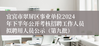 宜宾市翠屏区事业单位2024年下半年公开考核招聘工作人员拟聘用人员公示（第九批）