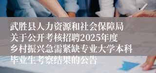 武胜县人力资源和社会保障局 关于公开考核招聘2025年度乡村振兴急需紧缺专业大学本科毕业生考察结果的公告