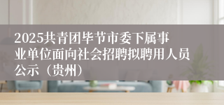 2025共青团毕节市委下属事业单位面向社会招聘拟聘用人员公示（贵州）