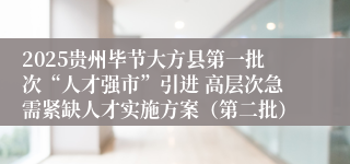 2025贵州毕节大方县第一批次“人才强市”引进 高层次急需紧缺人才实施方案（第二批）