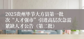 2025贵州毕节大方县第一批次“人才强市”引进高层次急需紧缺人才公告（第二批）