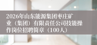 2026年山东能源集团枣庄矿业（集团）有限责任公司技能操作岗位招聘简章（100人）