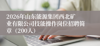 2026年山东能源集团西北矿业有限公司技能操作岗位招聘简章（200人）
