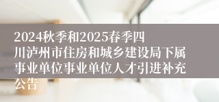 2024秋季和2025春季四川泸州市住房和城乡建设局下属事业单位事业单位人才引进补充公告