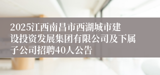 2025江西南昌市西湖城市建设投资发展集团有限公司及下属子公司招聘40人公告